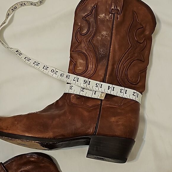 - Vintage DAN POST Men's Western Brown Bexar Rust Saddle Snip Toe Cowboy B… - Picture 11 of 13